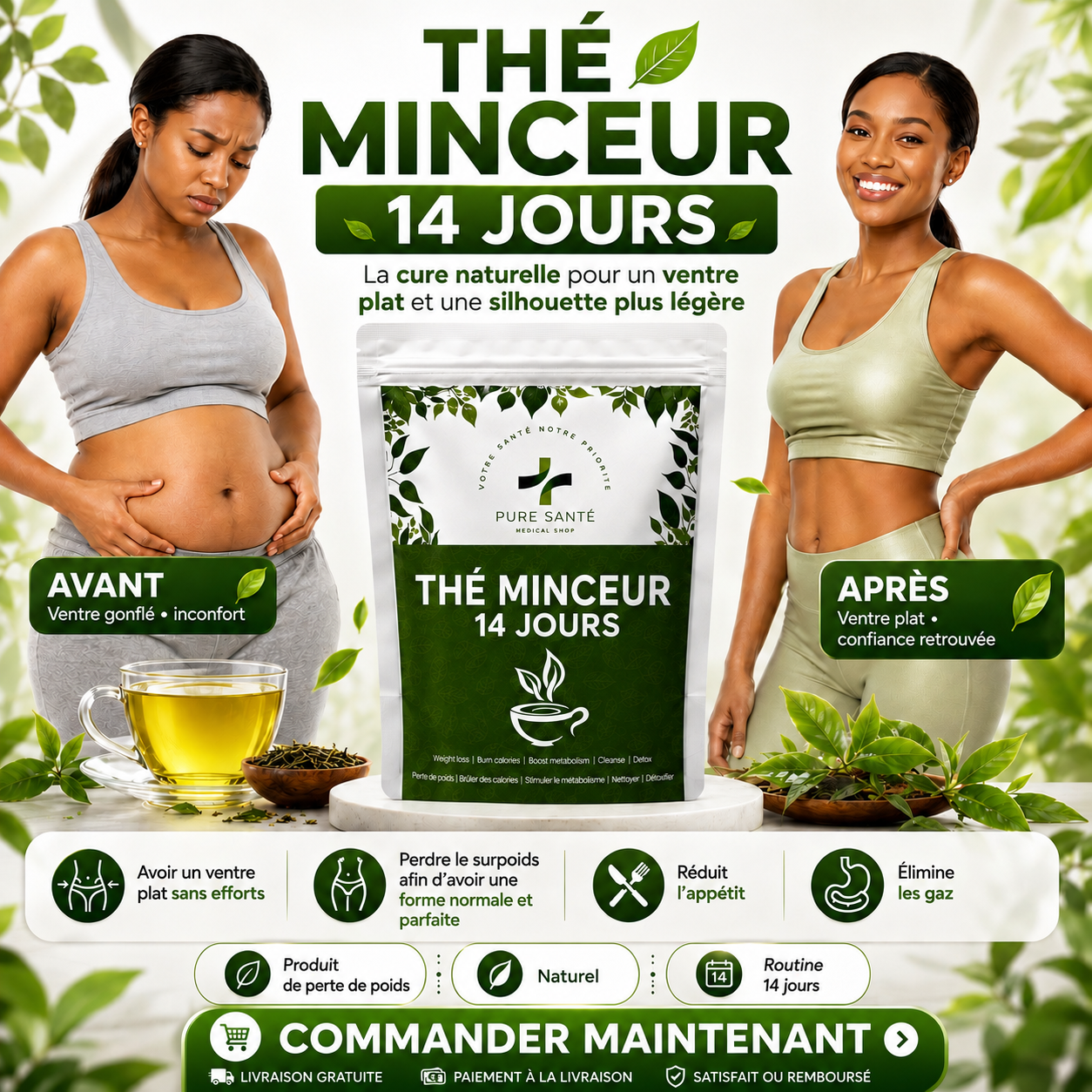 🍵 Thé Minceur 14 Jours – ♻️ Retrouver une Silhouette Plus Légère et une Confiance Renouvelée